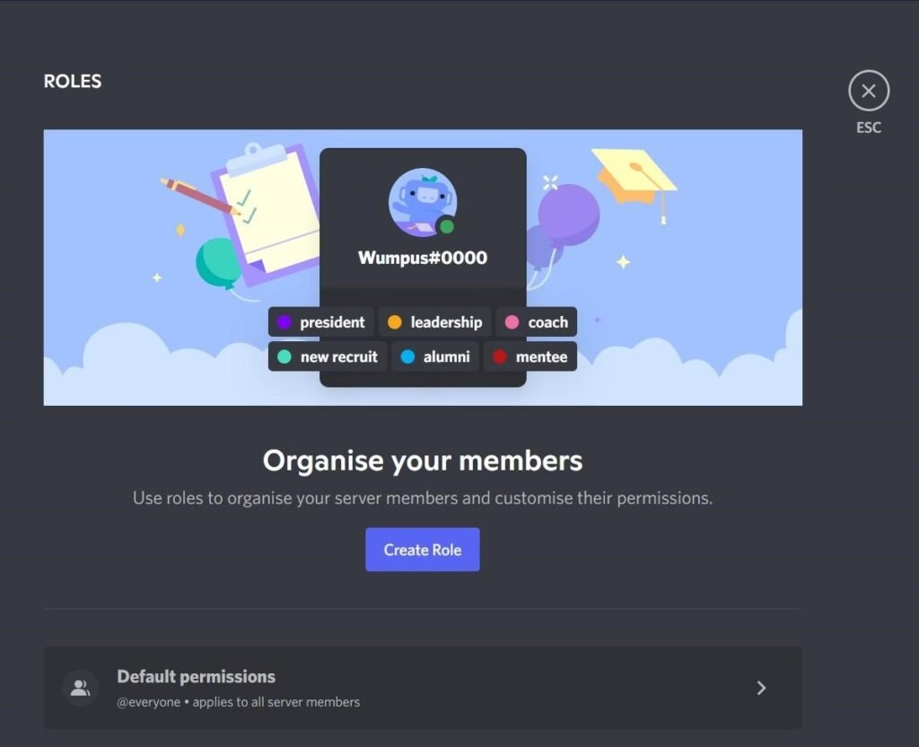 Page to create roles on discord