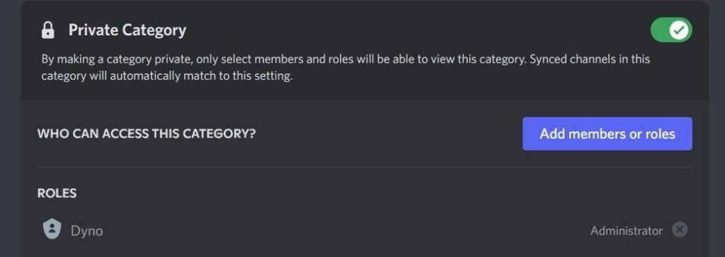 Making a category private on discord